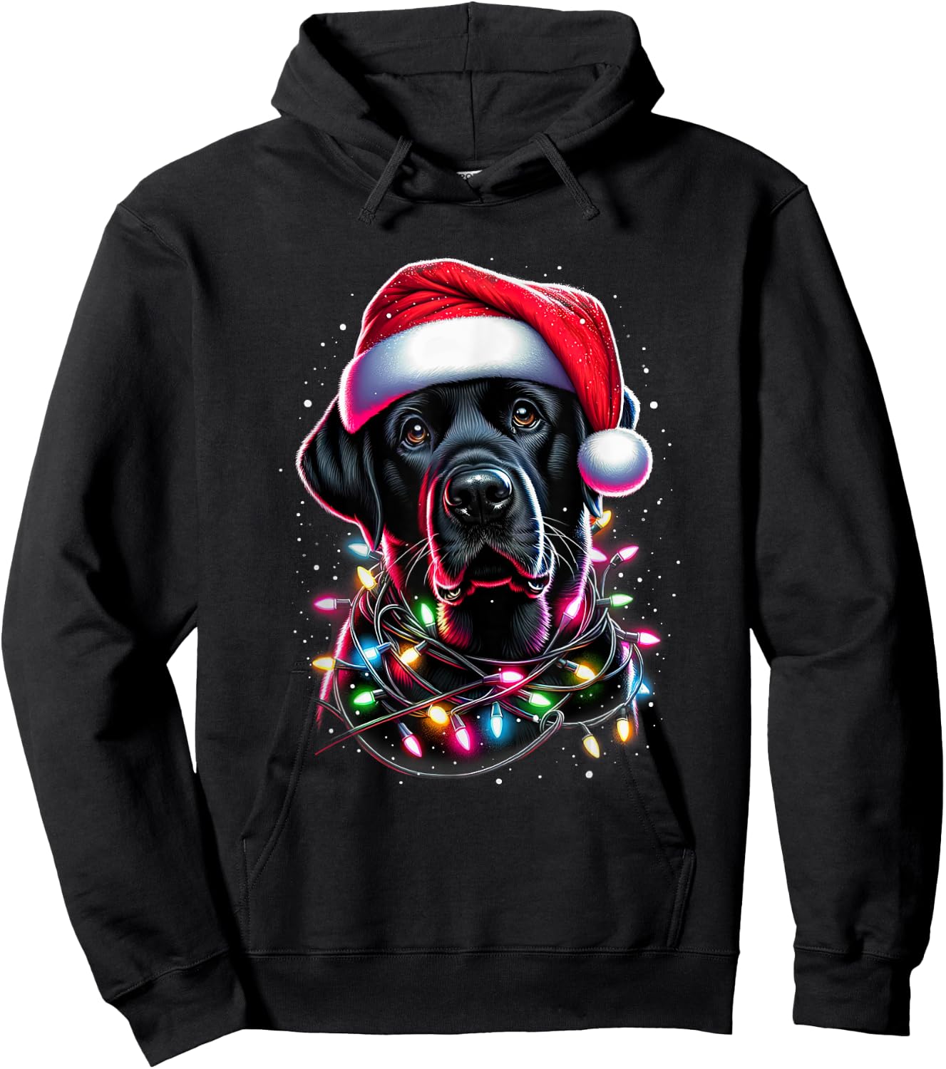 Black Lab Labrador Christmas Tree Light Pajama Dog Xmas Hoodie - Hoodie | Black