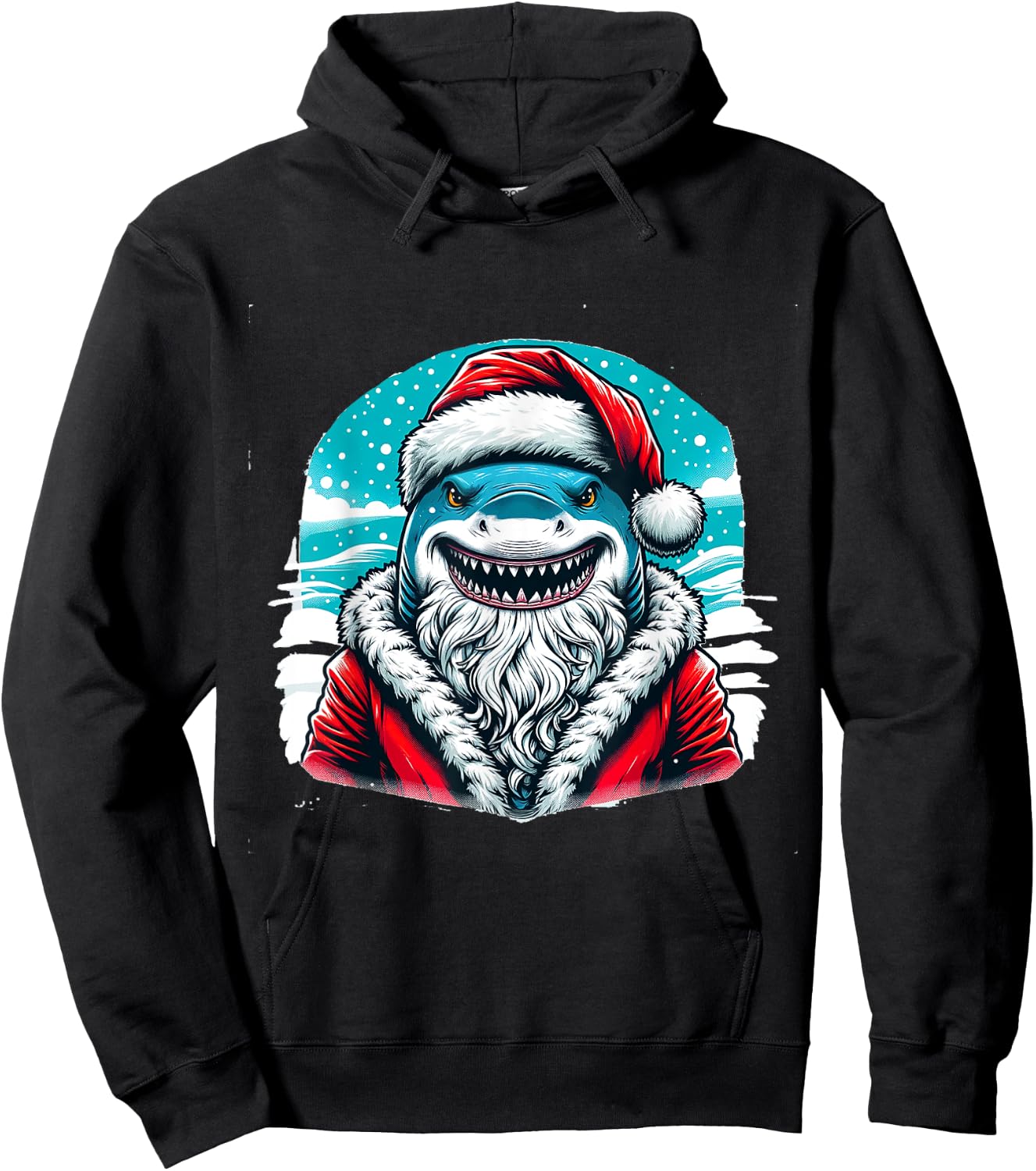 Santa Jaws Festive Shark Hoodie - Hoodie | Black