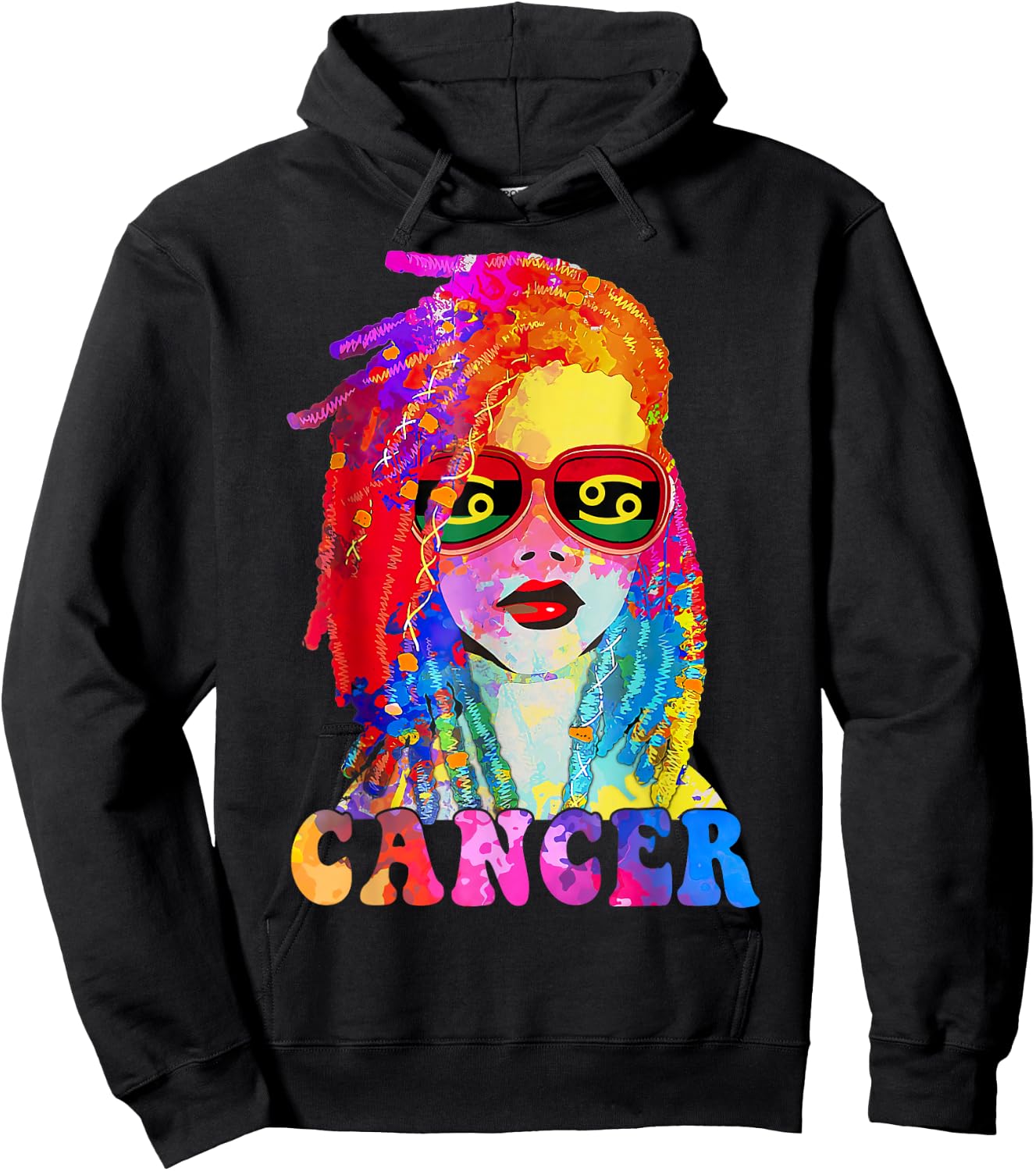 Cancer Loc'd Woman Black Queen Art Zodiac Birthday Hoodie - Hoodie | Black