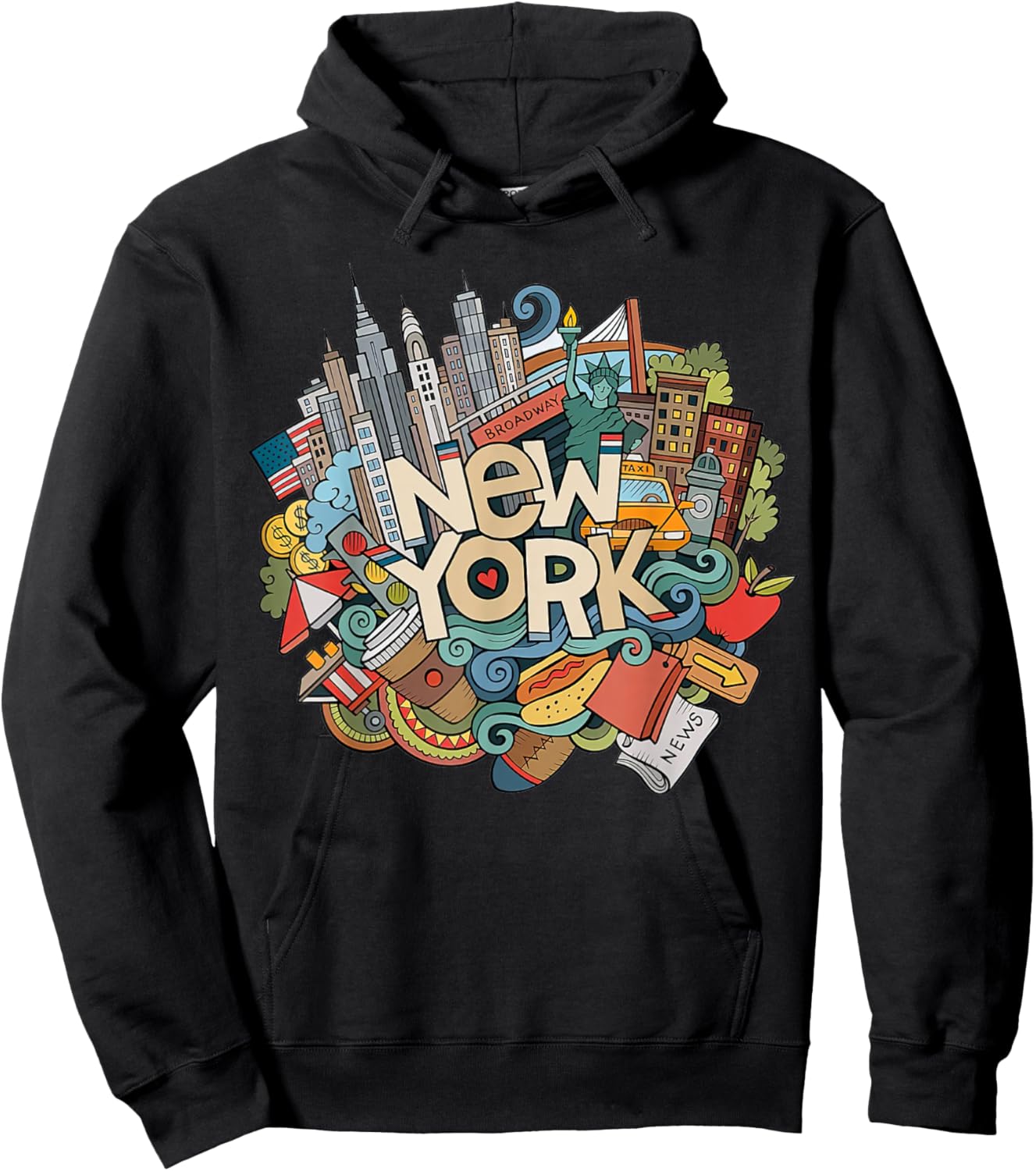 New York City NYC Iconic Skyline Big Apple Gift Souvenir Hoodie - Hoodie | Black