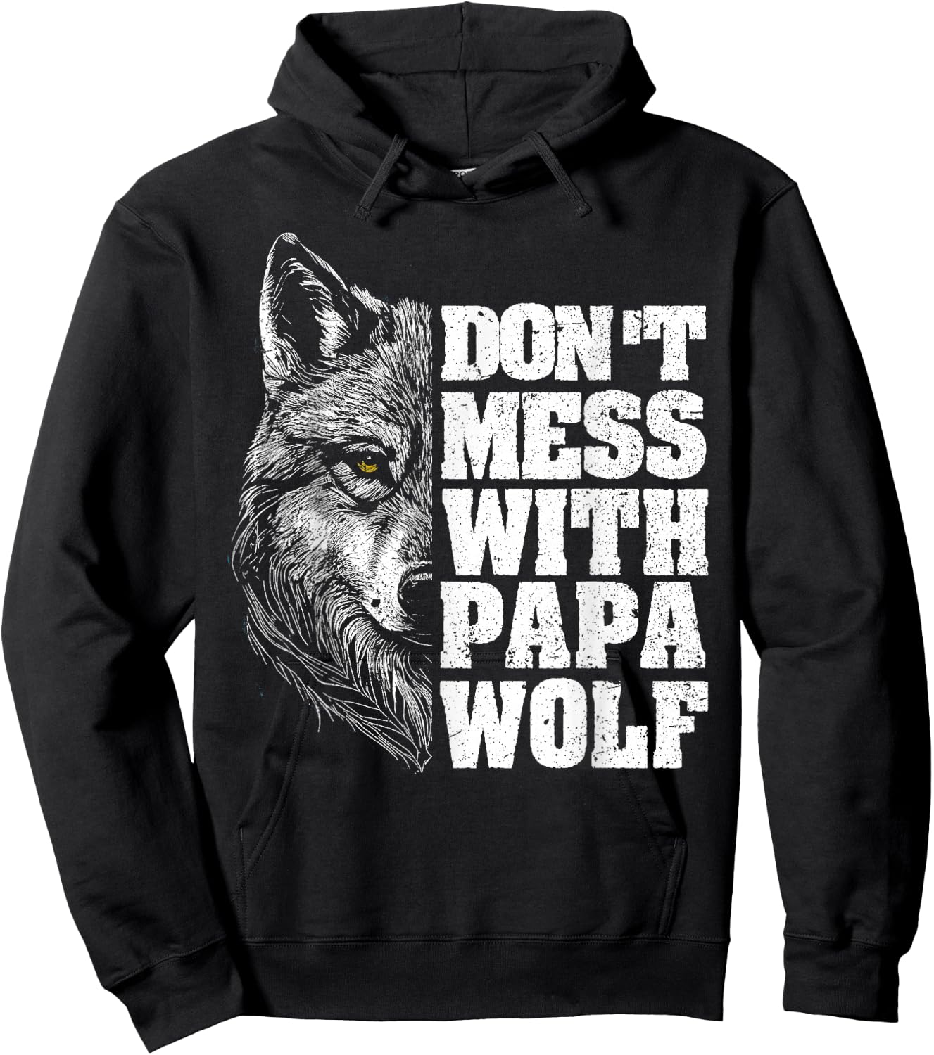 Don't Mess with Papa Wolf Dad Men for Father's Day Hoodie - Hoodie | Black