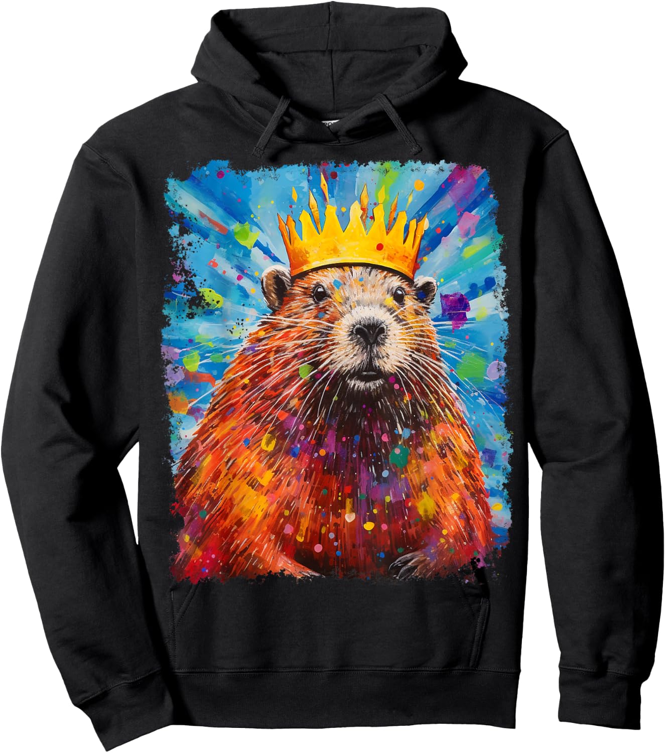 Pop Art Colorful Beaver King Queen Hoodie - Hoodie | Black