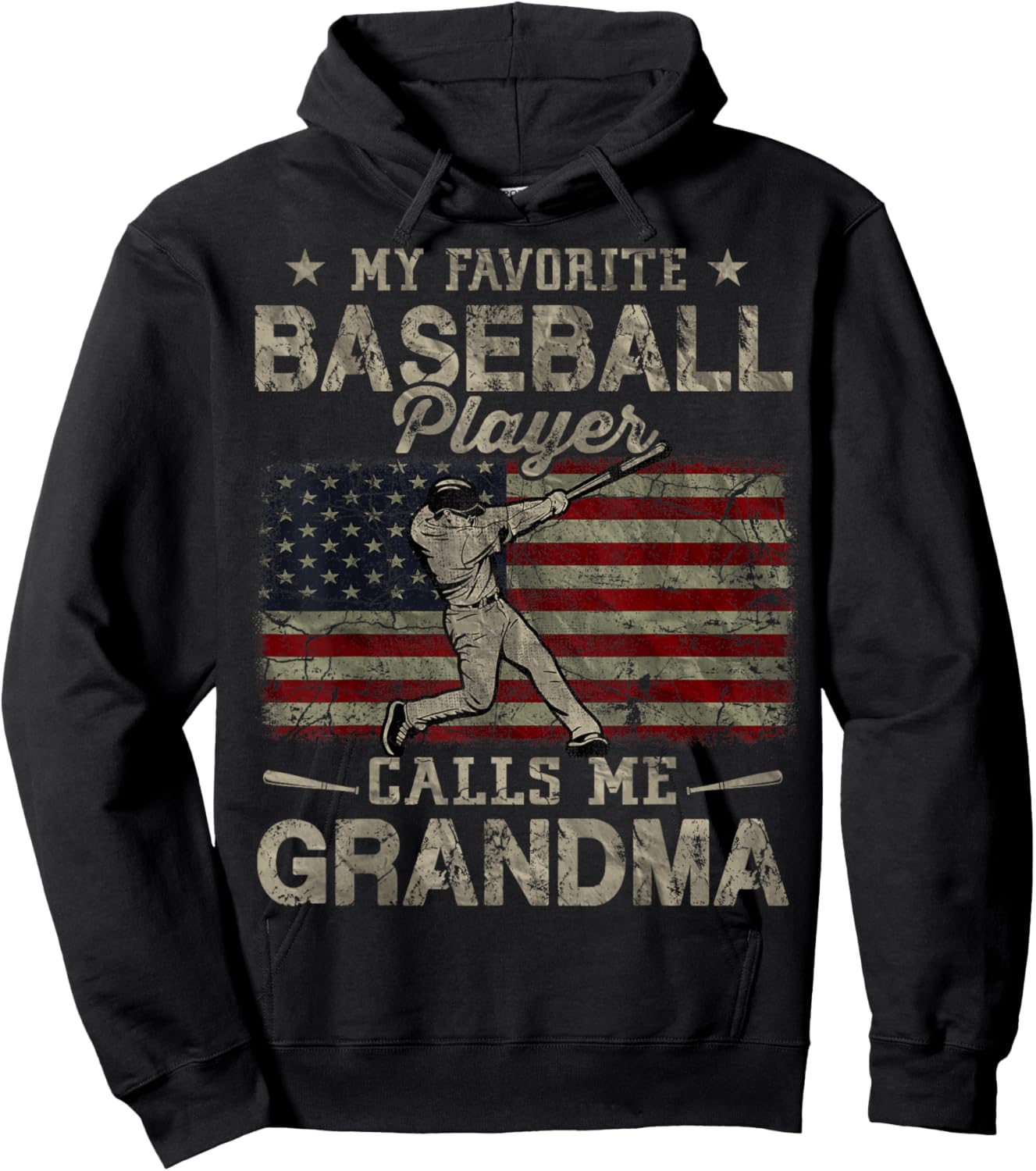 My Favorite Baseball Player Calls Me Grandma Mother's Day Hoodie - Hoodie | Black