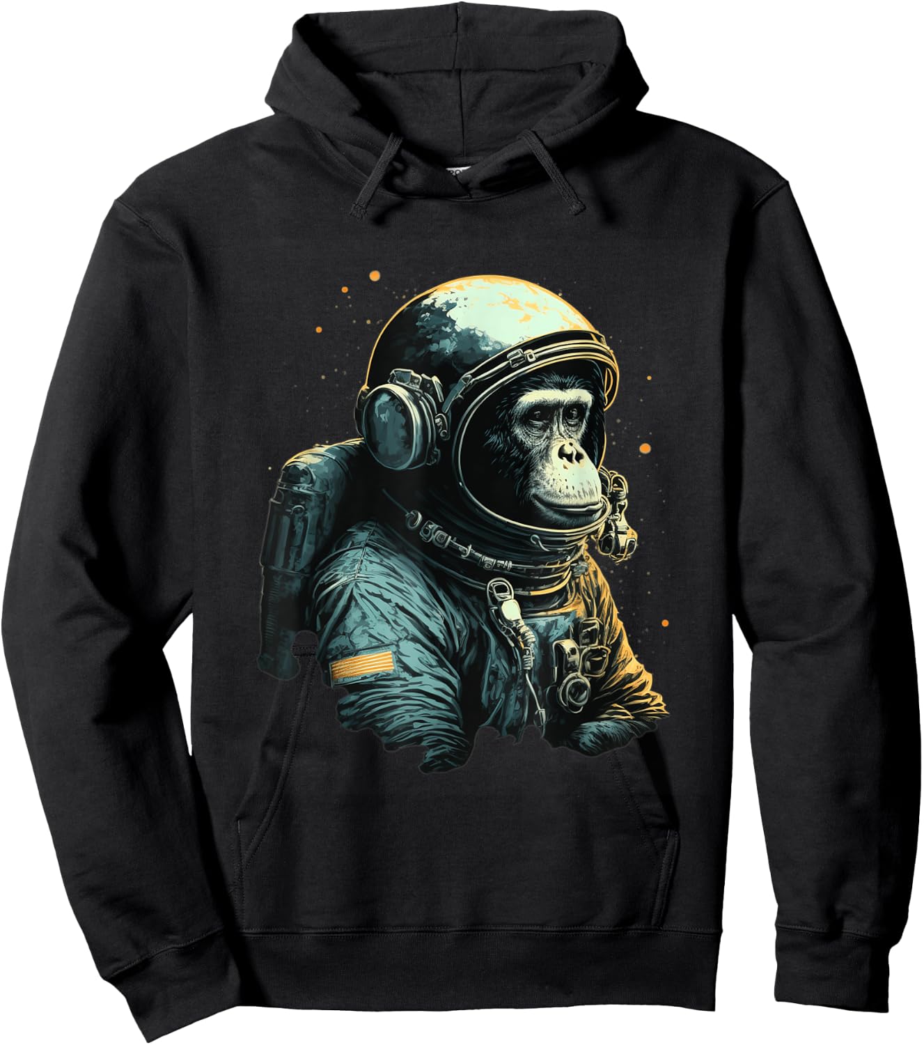 Chimpanzee Space Astronaut Travel Monkey Vintage Design Hoodie - Hoodie | Black