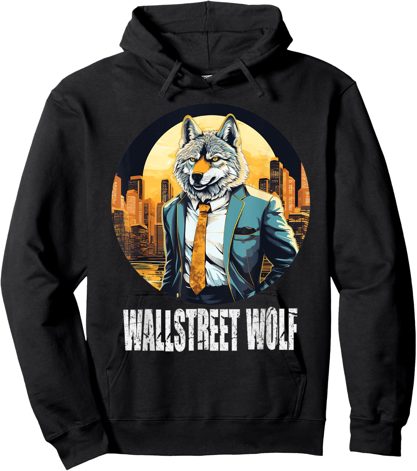 Funny best idea art cool Wallstreet Wolf Hoodie - Hoodie | Black