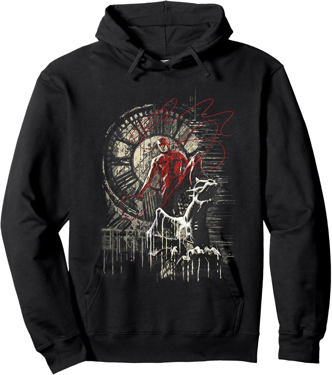 Marvel Comics Retro Classic Daredevil Standing On Gargoyle Hoodie - Hoodie | Black