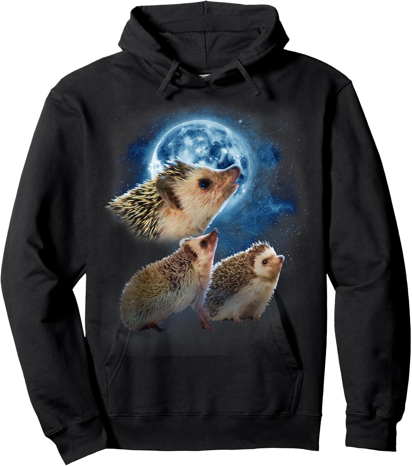 Funny Hedgehog Shirt - Hedgehogs Howling at the Moon Hoodie - Hoodie | Black