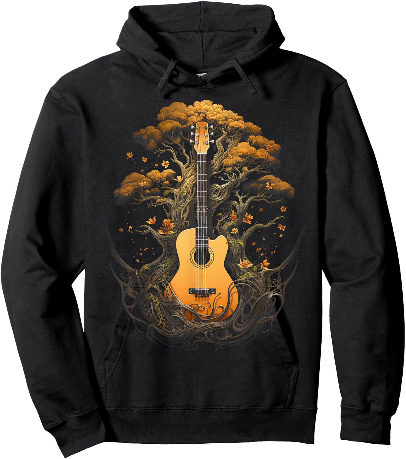 Acoustic Guitar Tree Of Life Hoodie - Hoodie | Black