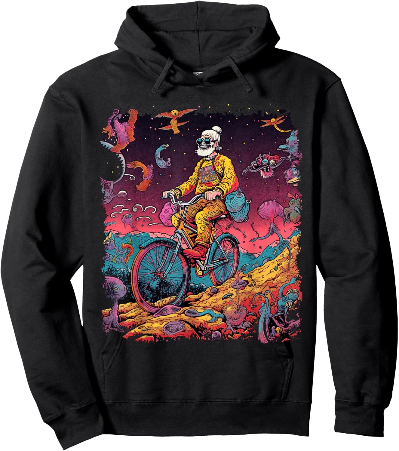 Bicycle Day Hofmann Trip | Psychedelic Comic Style Hippie Hoodie - Hoodie | Black