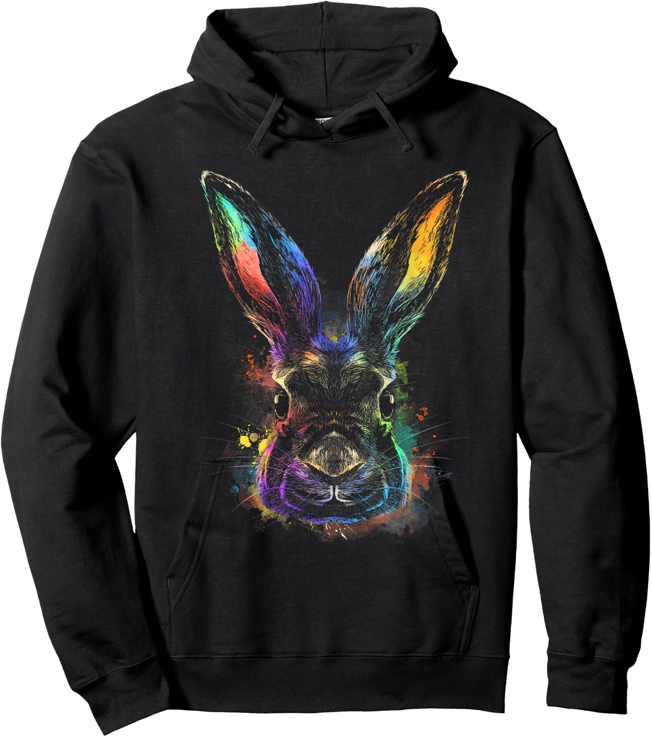 Rainbow Rabbit Abstract Colorful for Bunny Rabbit lovers Hoodie - Hoodie | Black