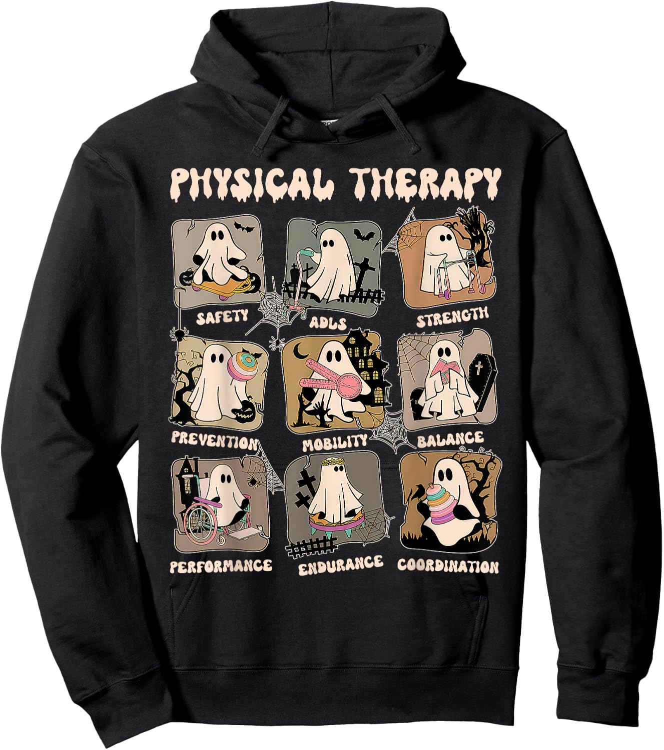 Cute Ghost Physical Therapy PT Physical Therapist Halloween Hoodie - Hoodie | Black