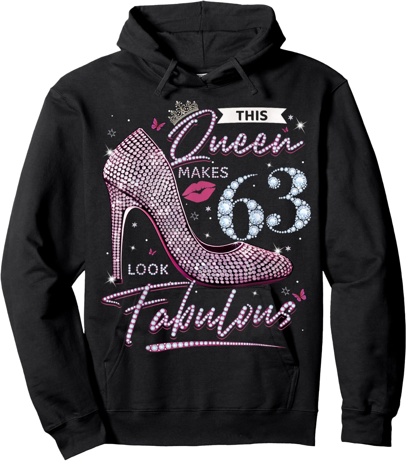 This Queen Makes 63 Looks Fabulous Shirt 63rd Birthday Women Hoodie - Hoodie | Black