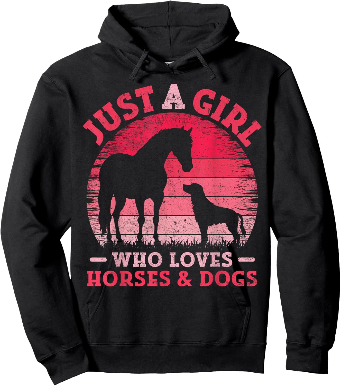 Funny Just A Girl Who Loves Horses and Dogs Women Girls Hoodie - Hoodie | Black