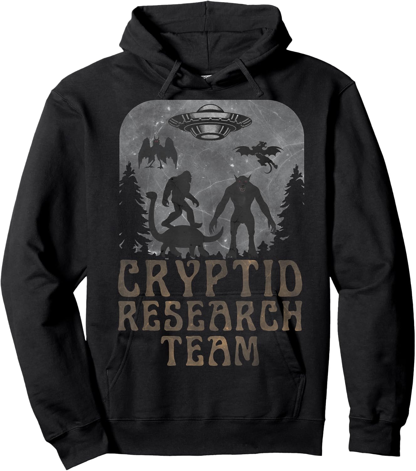 CRYPTID RESEARCH TEAM - Bigfoot Dogman Mothman Alien UFO Hoodie - Hoodie | Black