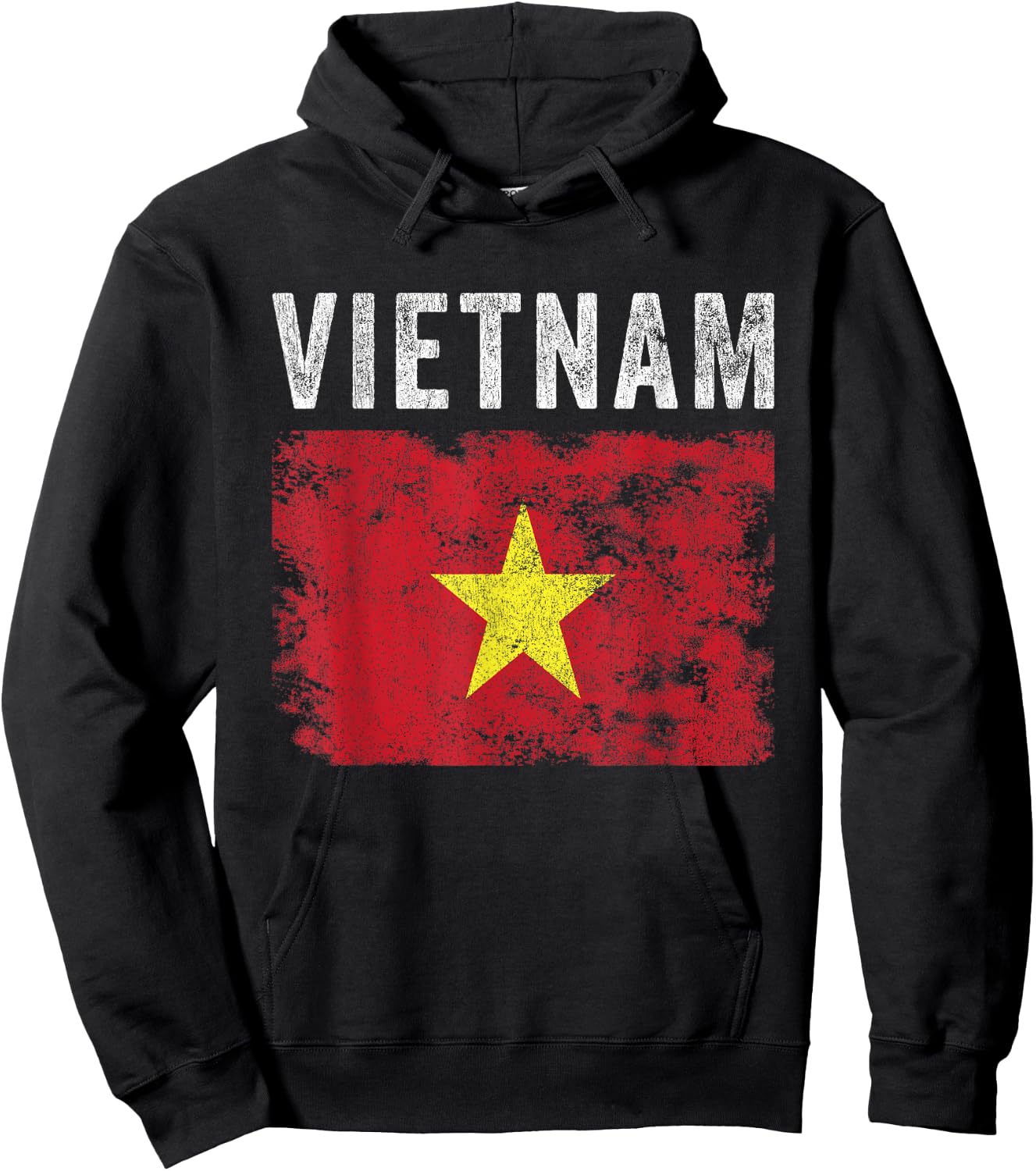 Vietnam Flag Distressed - Men Women Kids - Vietnamese Flag Hoodie - Hoodie | Black
