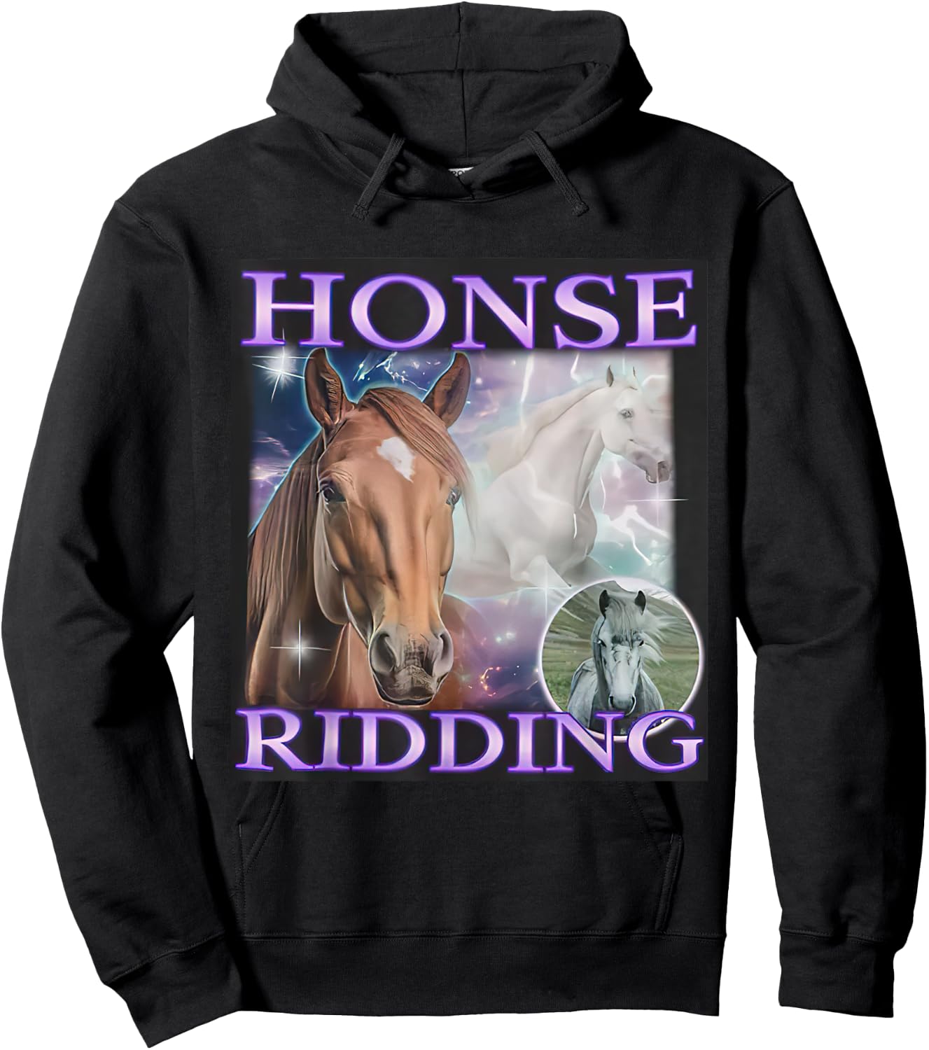 Honse Ridding Funny Horse Meme Women Hoodie - Hoodie | Black