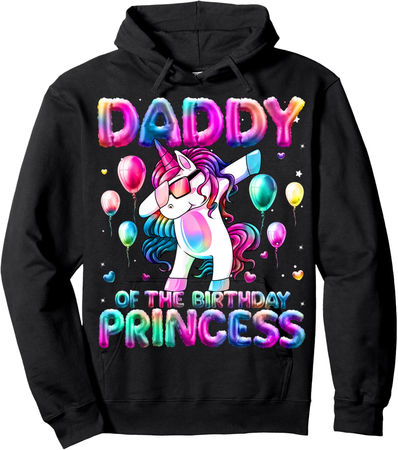 Daddy of the Birthday Princess Girl Dabbing Unicorn Daddy Hoodie - Hoodie | Black