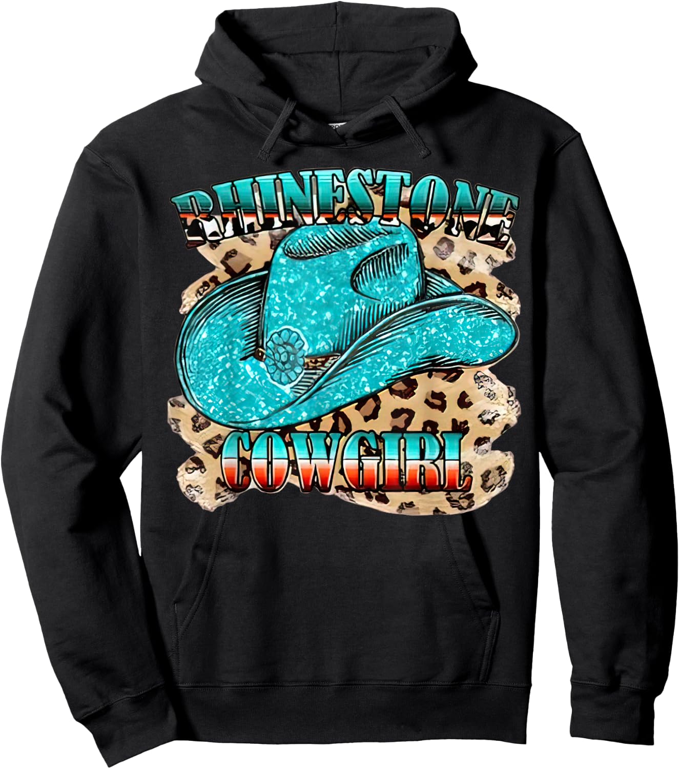 Rhinestone Cowgirl Western Boots Chapeau Western Country Hoodie - Hoodie | Black