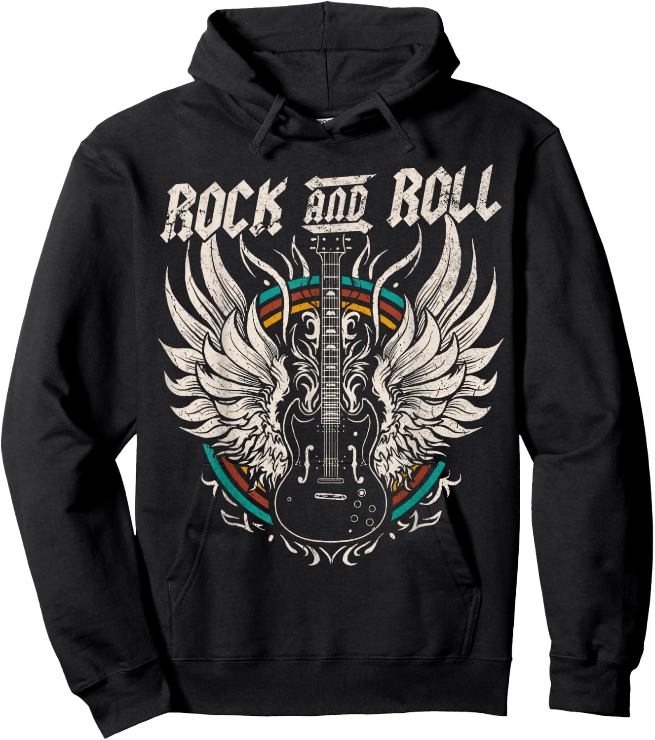 Rock and Roll Guitar Vintage Rock Music Hoodie - Hoodie | Black