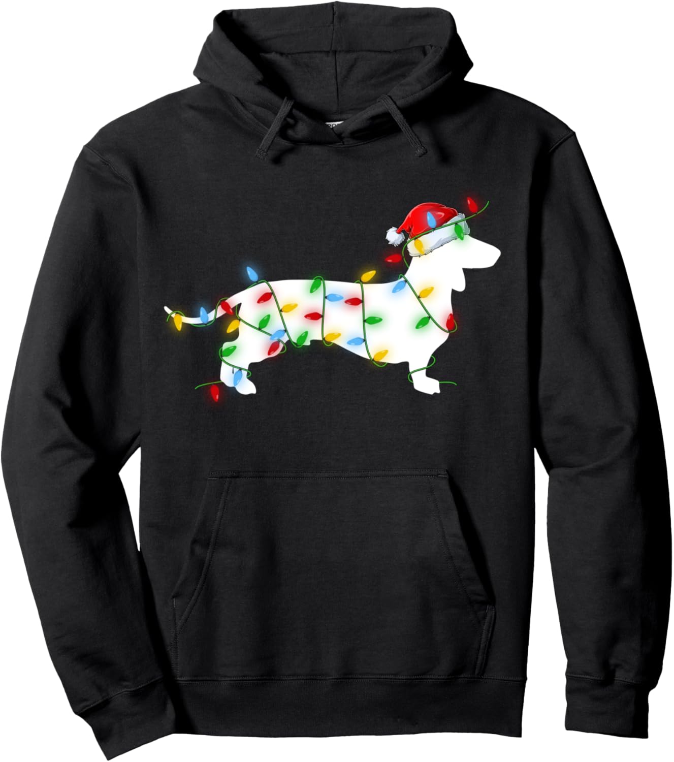 Wiener Dog Lover Lighting Xmas Santa Dachshund Christmas Hoodie - Hoodie | Black