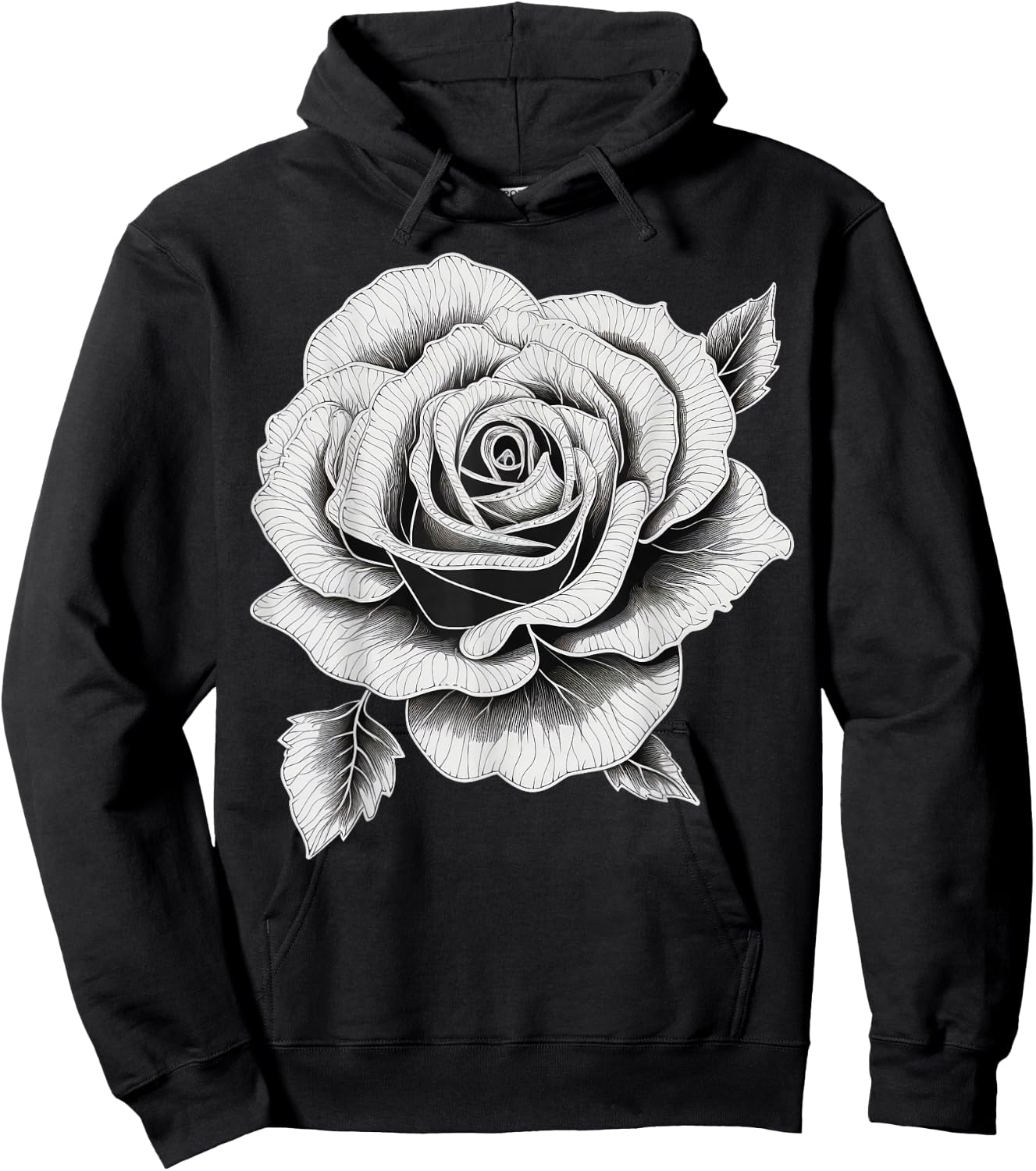 Black and White Rose men and Rose Hoodie - Hoodie | Black