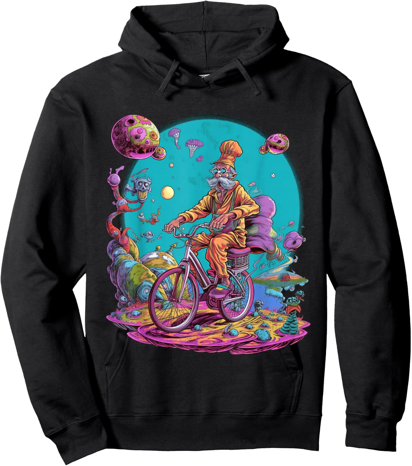 Bicycle Day Hofmann Trip | Psychedelic Comic Style Hippie Hoodie - Hoodie | Black
