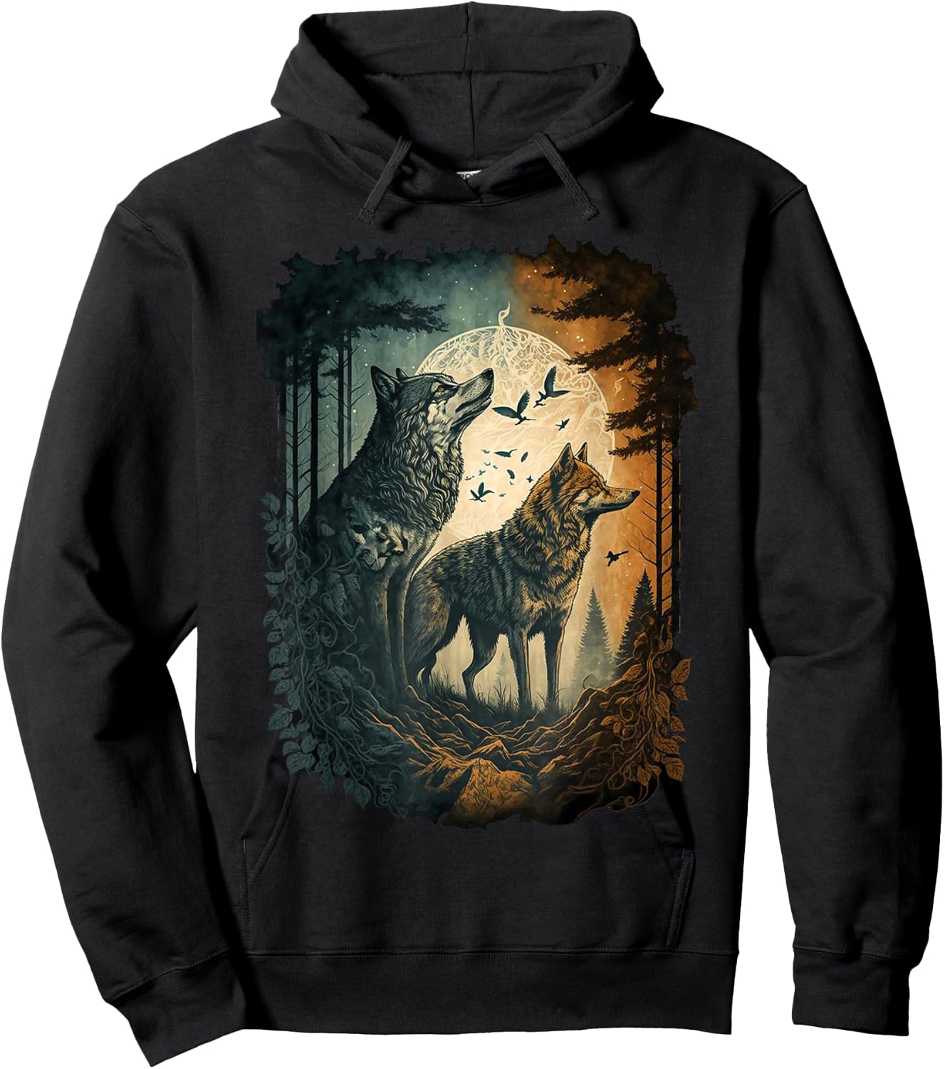 Wolf Moon & Women Hoodie - Hoodie | Black