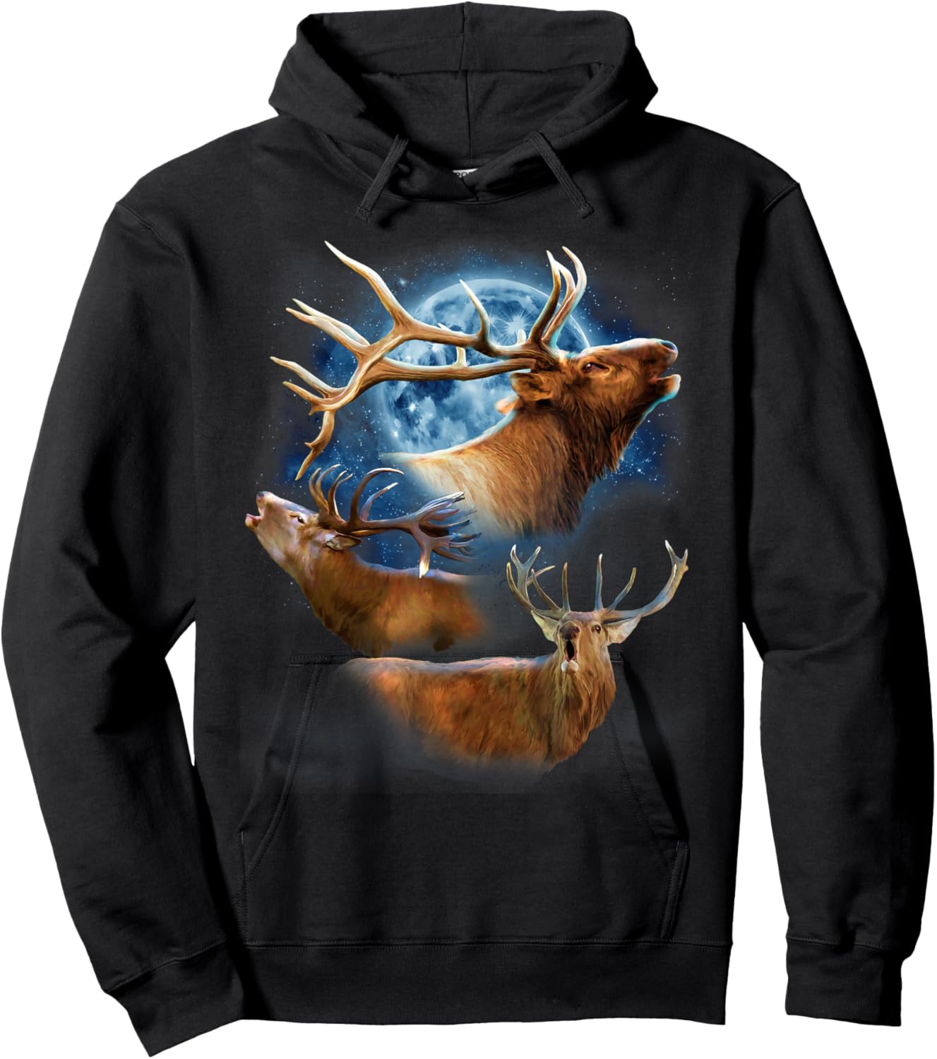 Funny Elk Hunting - Elk Howling at the Moon Hoodie - Hoodie | Black