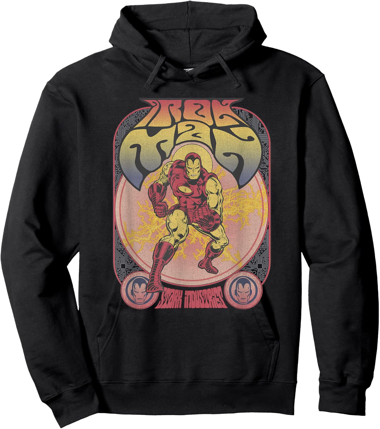 Marvel Comics Classic Iron Man Seventies Vintage Poster Hoodie - Hoodie | Black