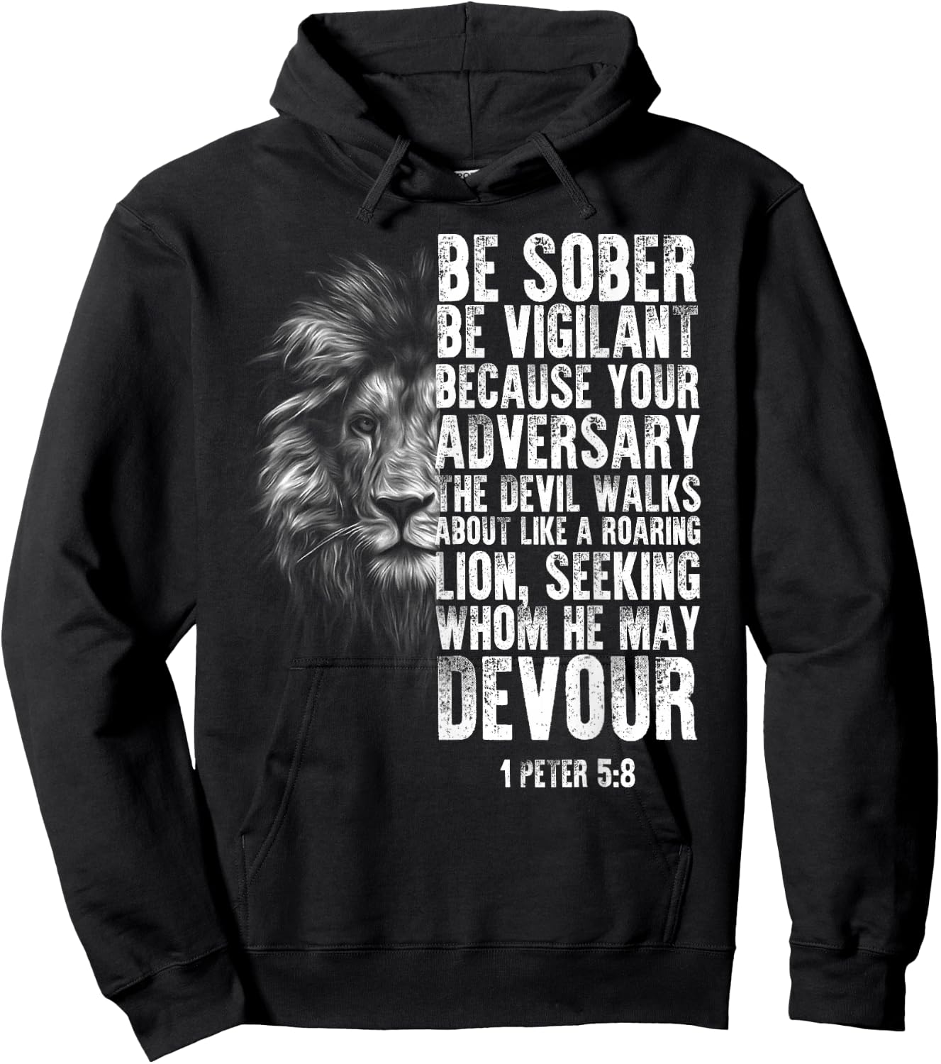 lion head bible verse be vigilant bible study Christian Hoodie - Hoodie | Black