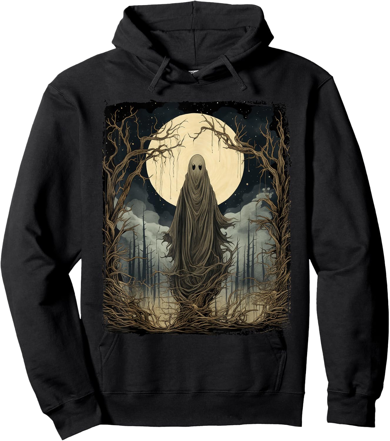 Vintage Art Men Women Retro Scary Gothic Halloween Ghost Hoodie - Hoodie | Black