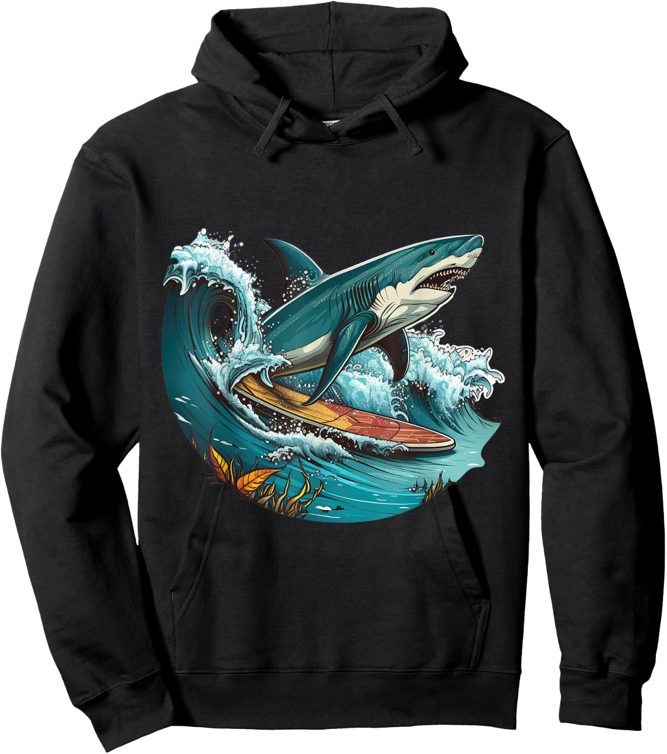 Shark Lover Surfboard Ocean Graphic Novelty Boy Men Surfing Hoodie - Hoodie | Black