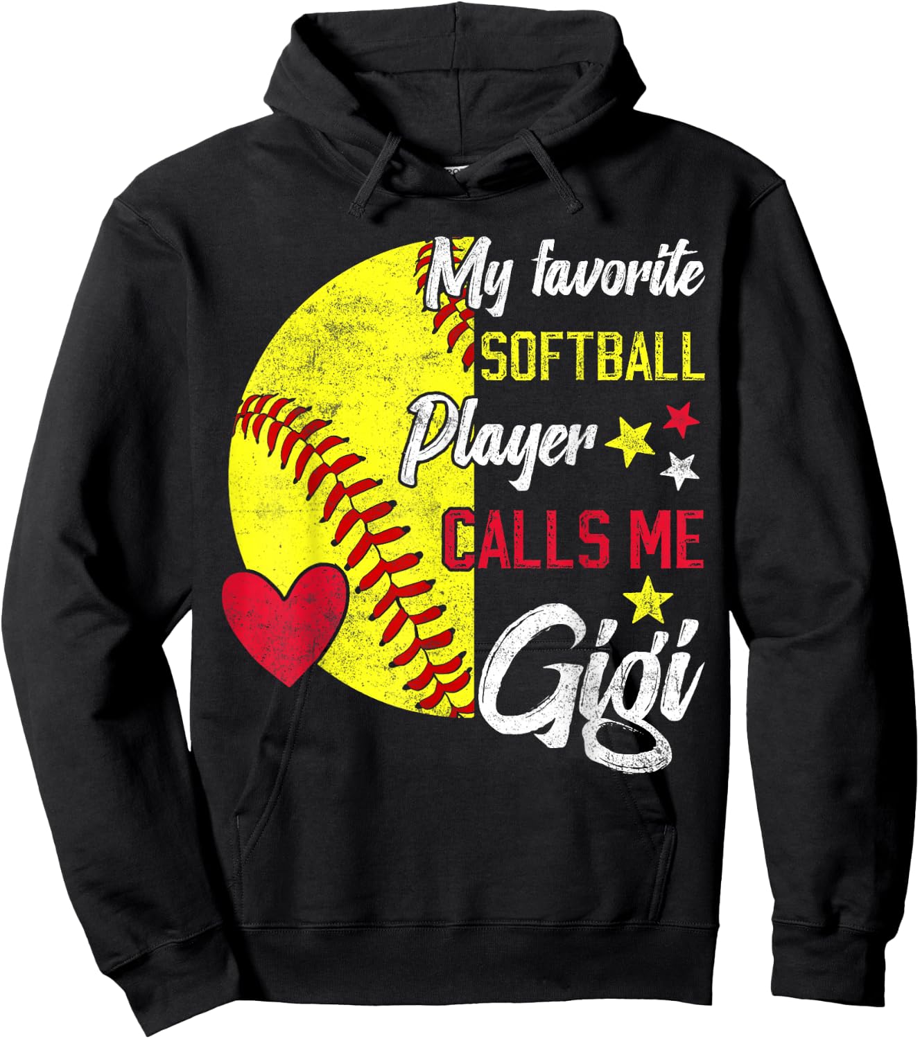 my favorite Softball player calls me gigi Softball grandma Hoodie - Hoodie | Black