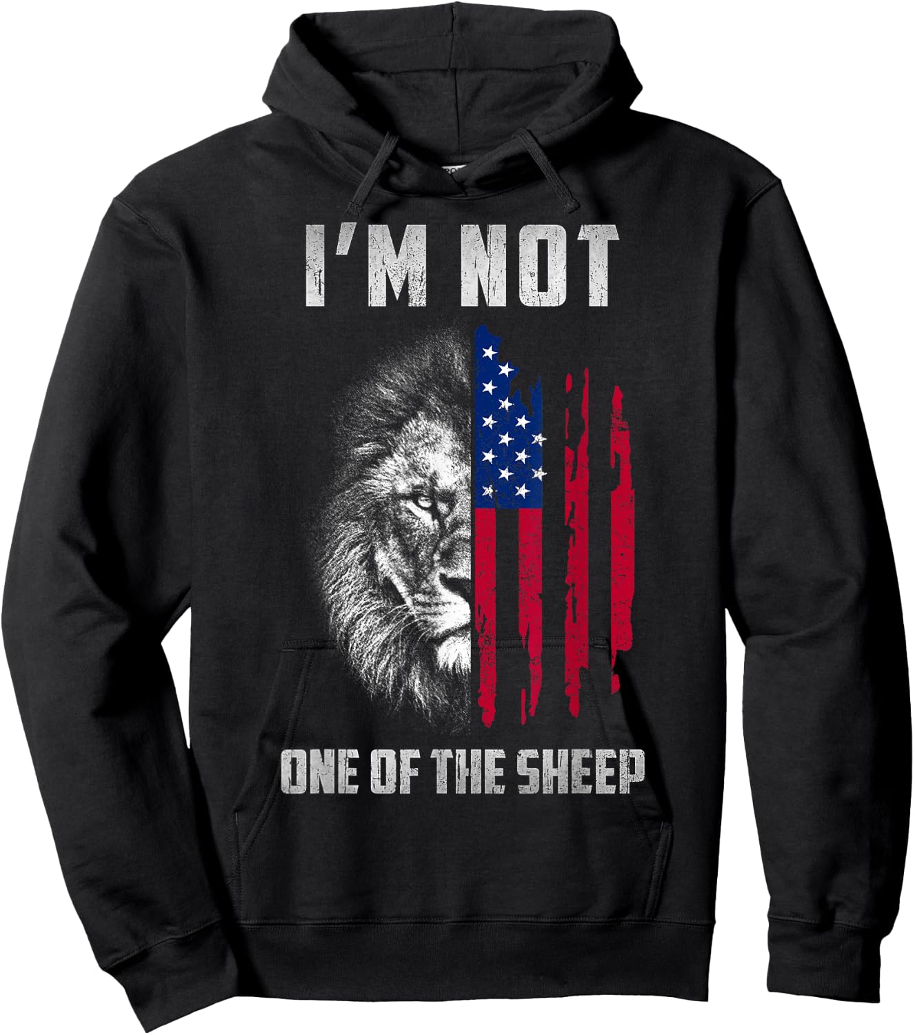 I'm Not One Of The Sheep Patriotic Lions American Flag Hoodie - Hoodie | Black