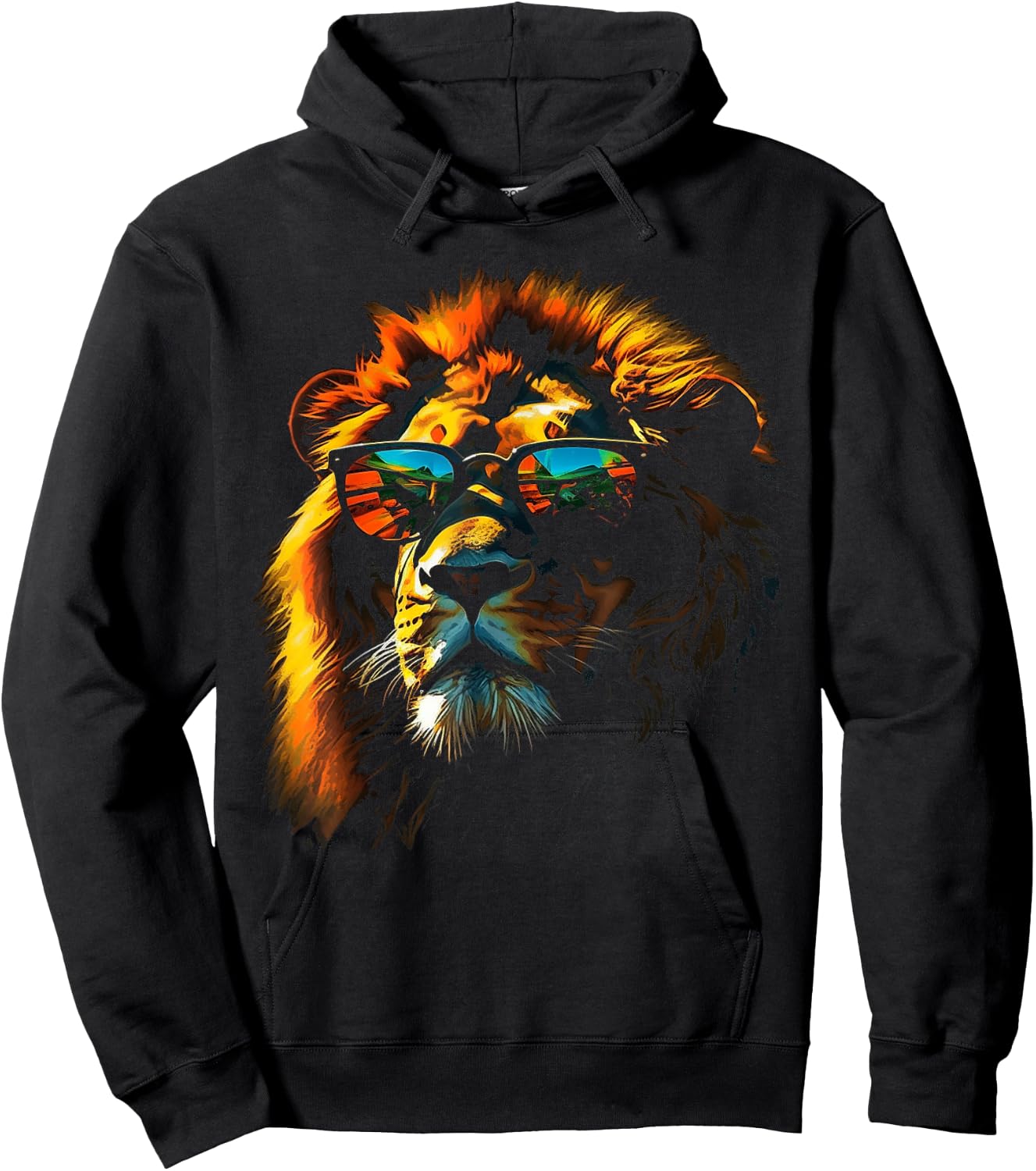 Lion Artwork Sunglasses Colourful Art Zoo Animal Lion Hoodie - Hoodie | Black