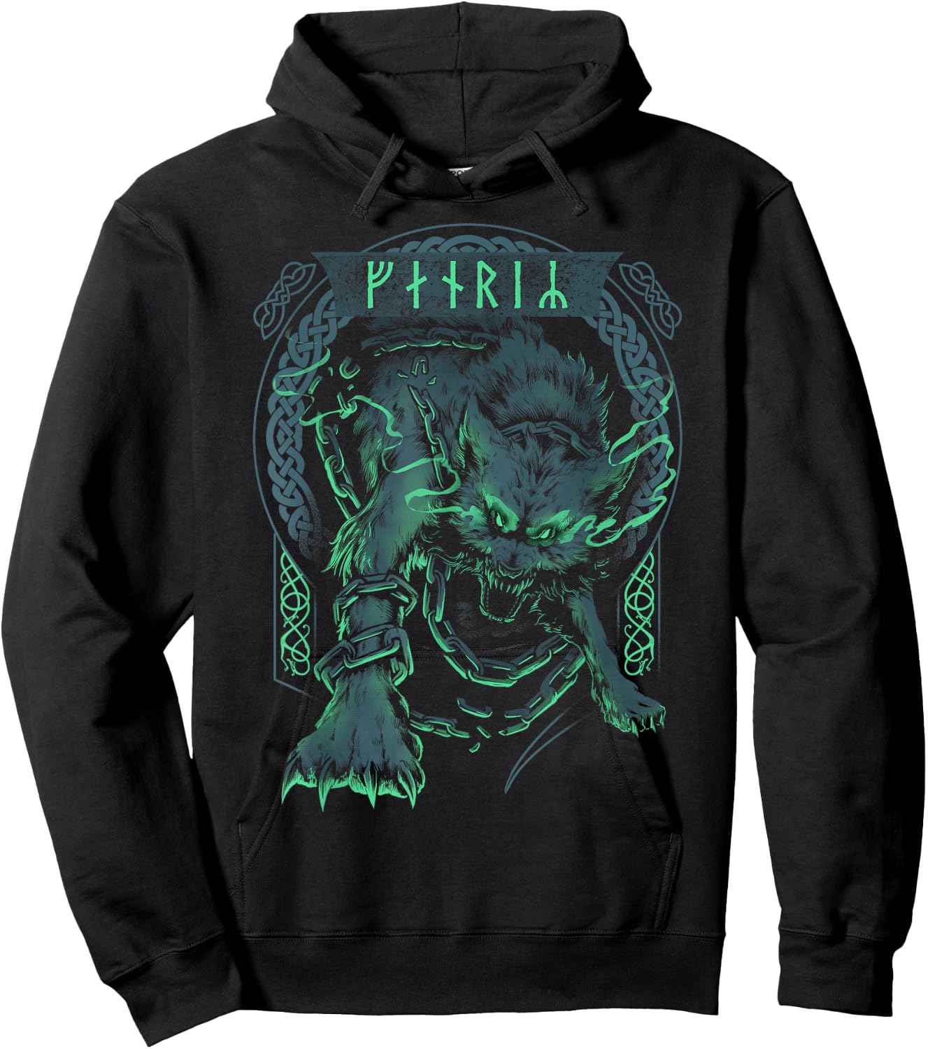 Wolf Viking Fenrir Scandinavian Pagan Norse Mythology Hoodie - Hoodie | Black