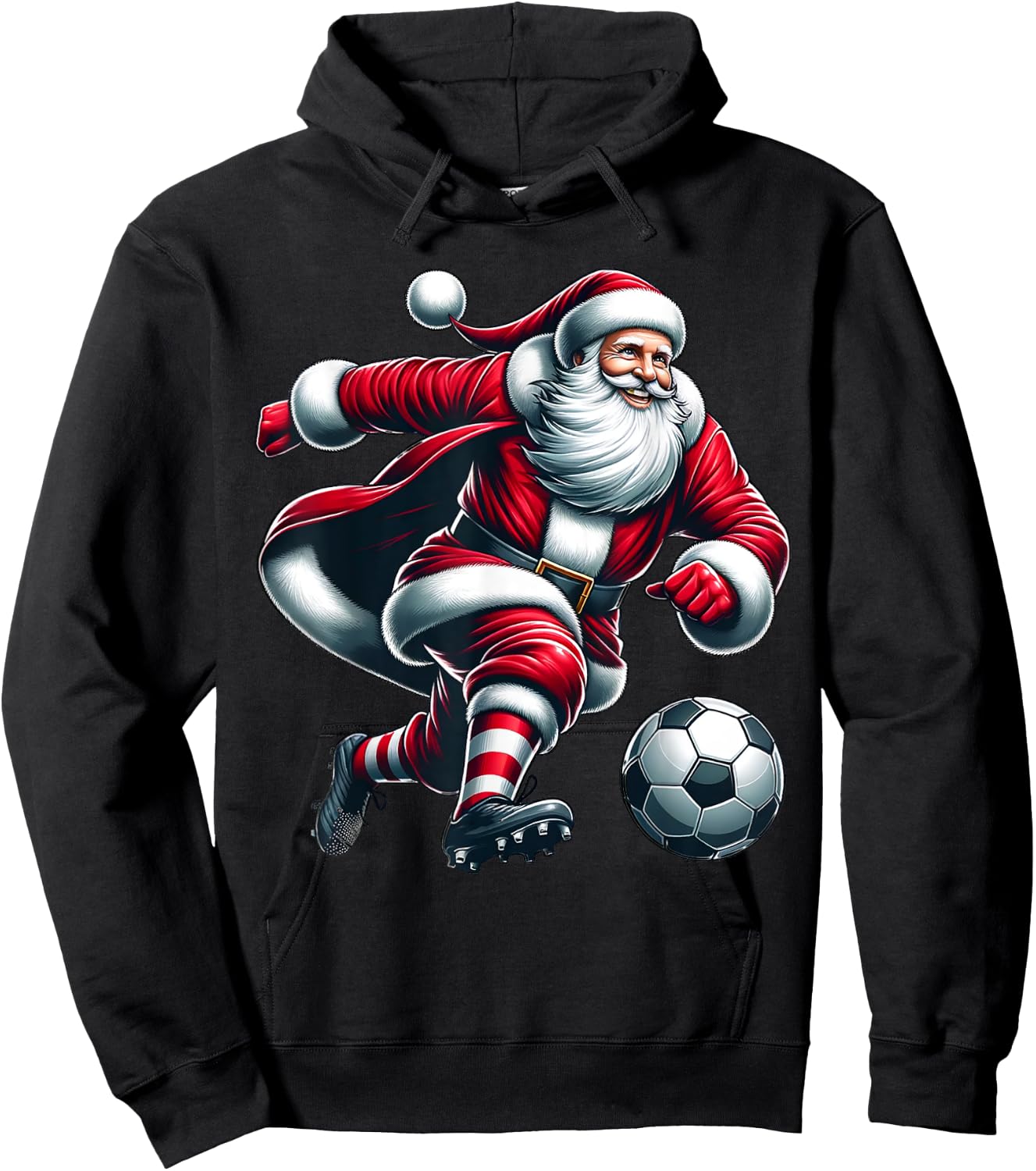 Santa Plays Soccer Sports Christmas Women Men Kids Hoodie - Hoodie | Black
