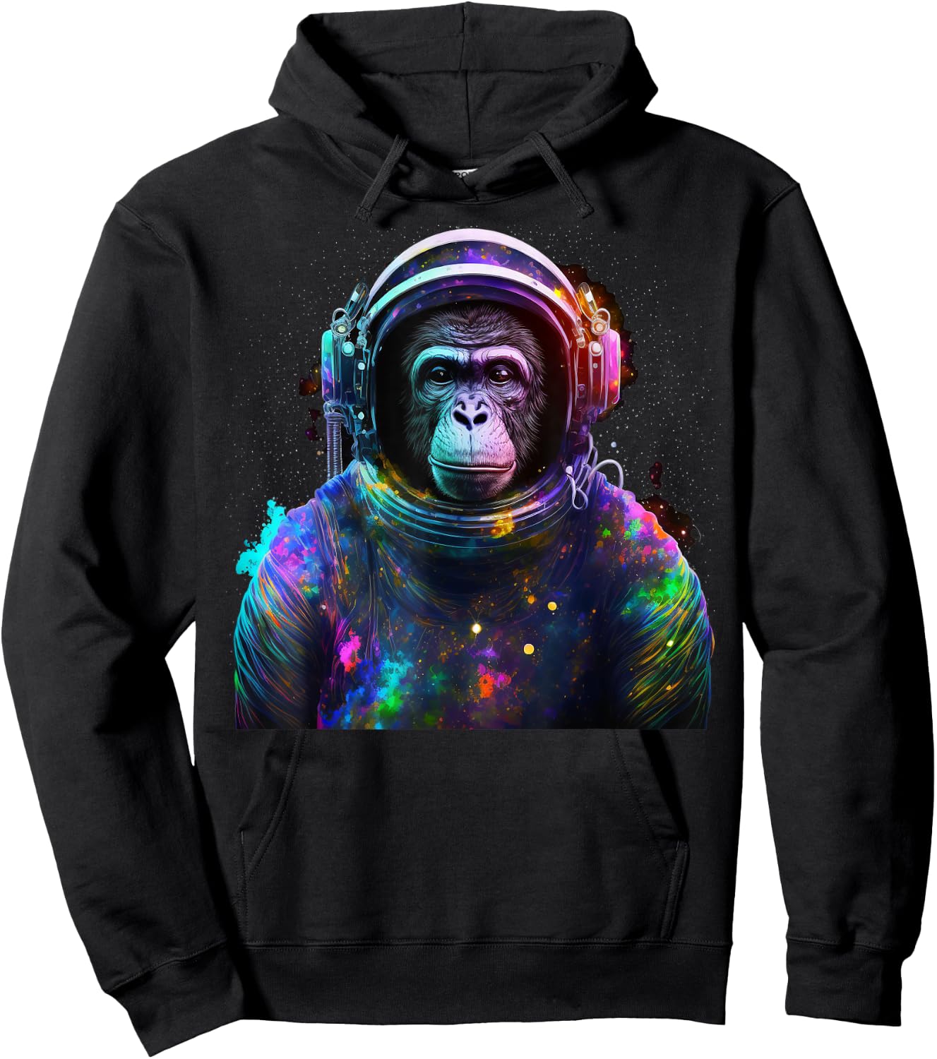 Monkey Astronaut With Space Suit Helmet and Headphones Hoodie - Hoodie | Black