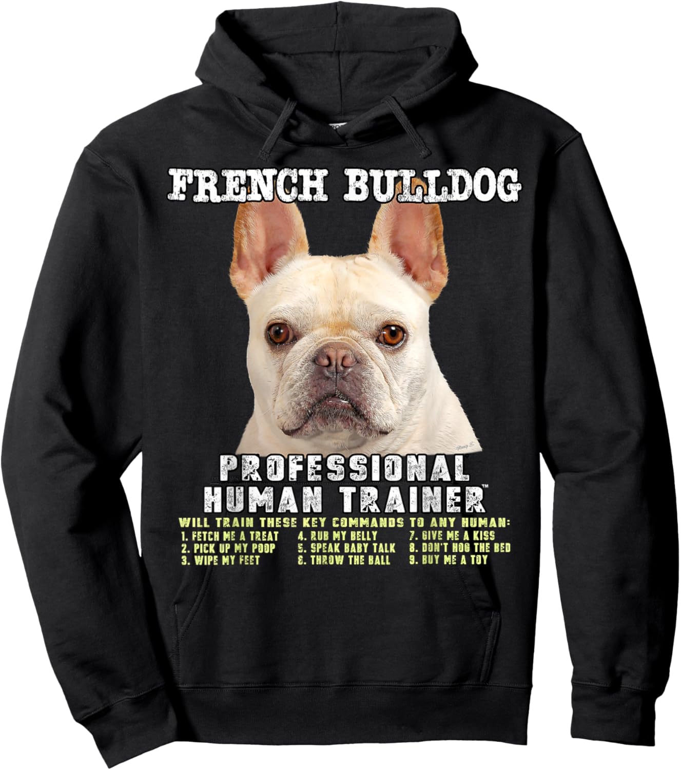 French Bulldog Frenchie Fawn Professional Human Trainer Gift Hoodie - Hoodie | Black