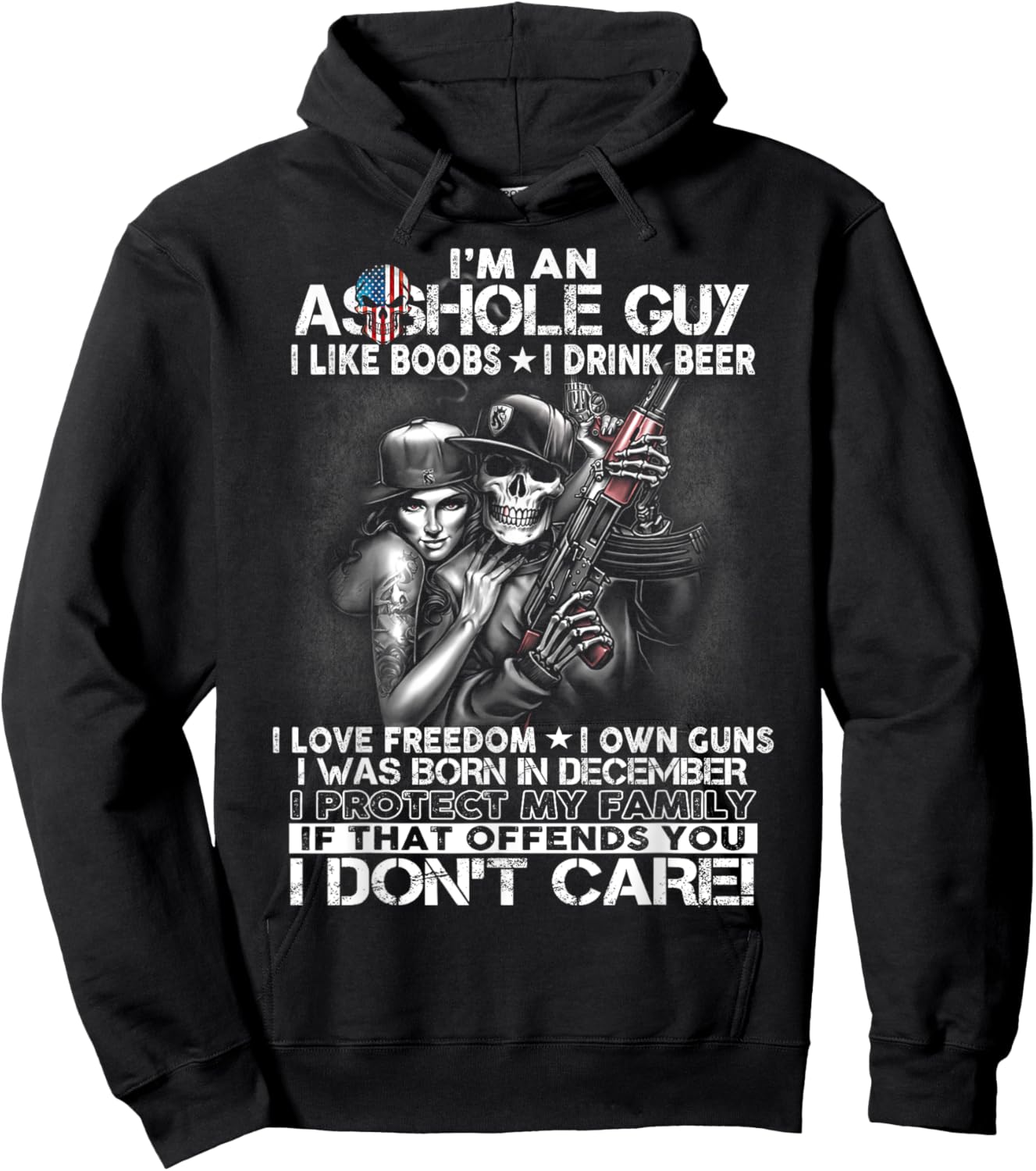 I'm an asshole guy love freedom guns born in December Hoodie - Hoodie | Black