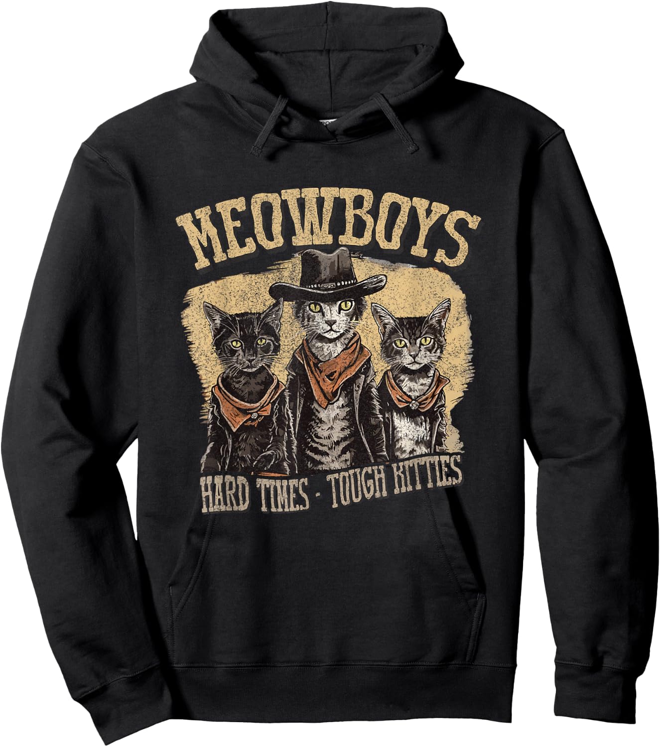 Meowboys Cowboy Cats with Hats Hoodie - Hoodie | Black