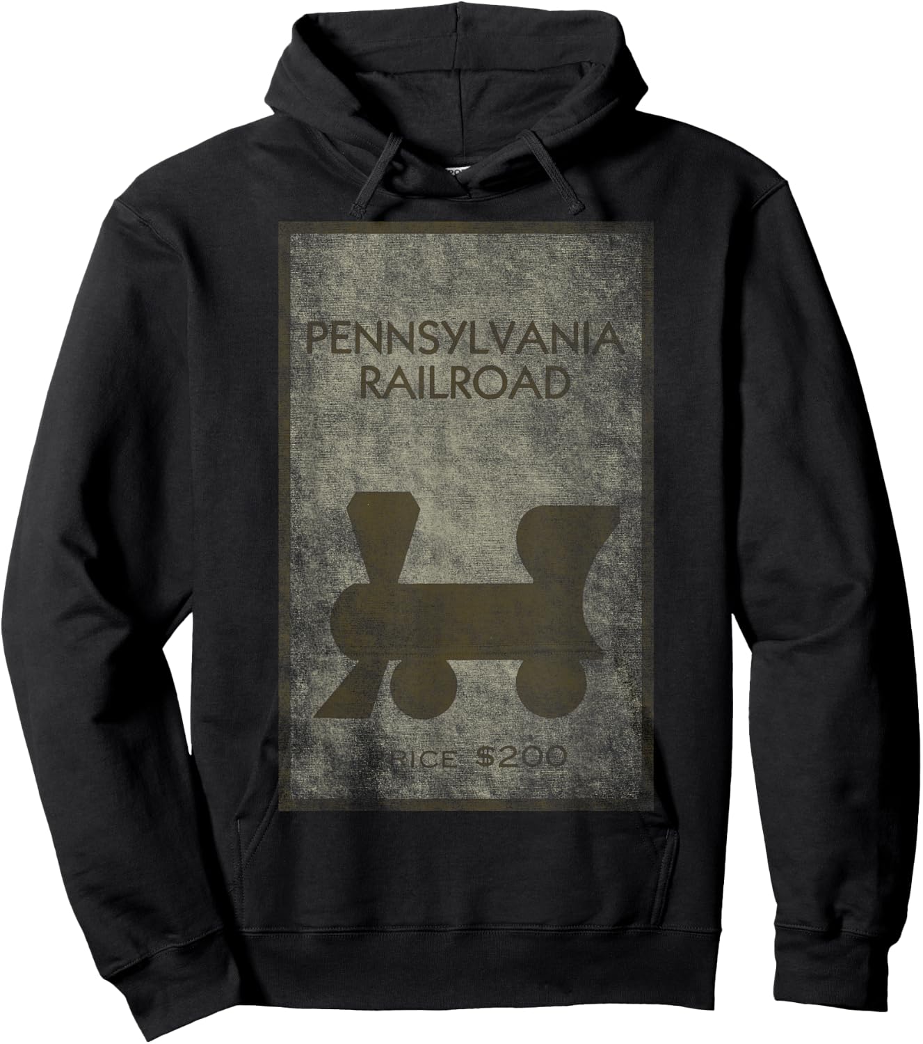 Monopoly Pennsylvania Railroad Property Distressed Poster Hoodie - Hoodie | Black