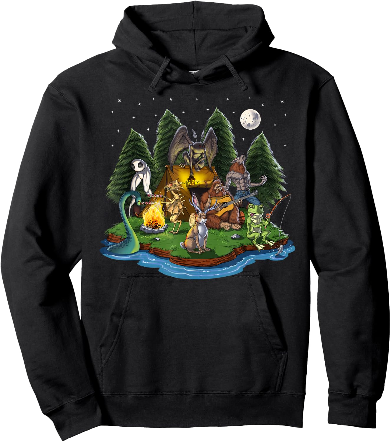 Cryptozoology Cryptid Creatures Bigfoot Jackalope Werewolf Hoodie - Hoodie | Black