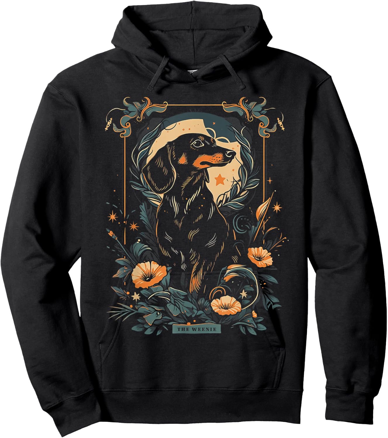The Weenie Tarot Card | Dachshund Mom Dad Weiner Dog Hoodie - Hoodie | Black