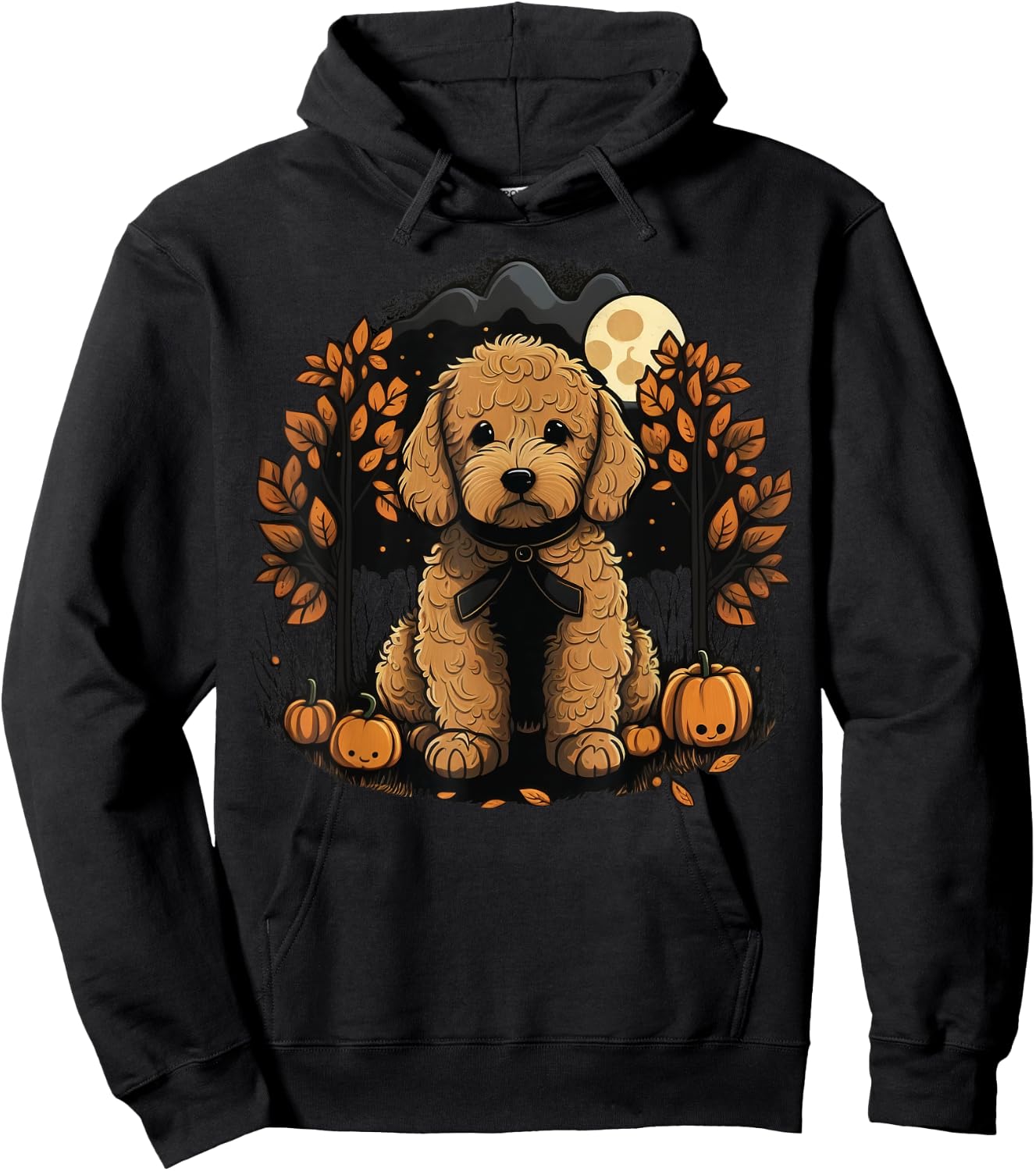 Pumpkin Golden Doodle costume on Goldendoodle Halloween Hoodie - Hoodie | Black