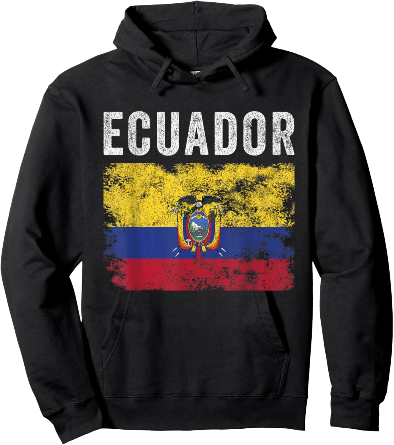 Ecuador Flag Distressed - Men Women Kids - Ecuadorian Flag Hoodie - Hoodie | Black