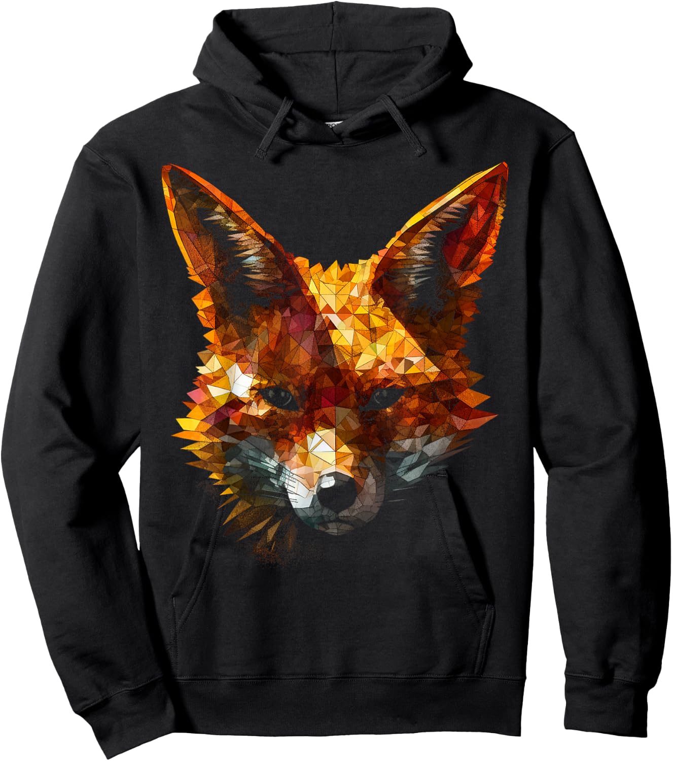 Fox Polygon - Art Animal Fox Hoodie - Hoodie | Black