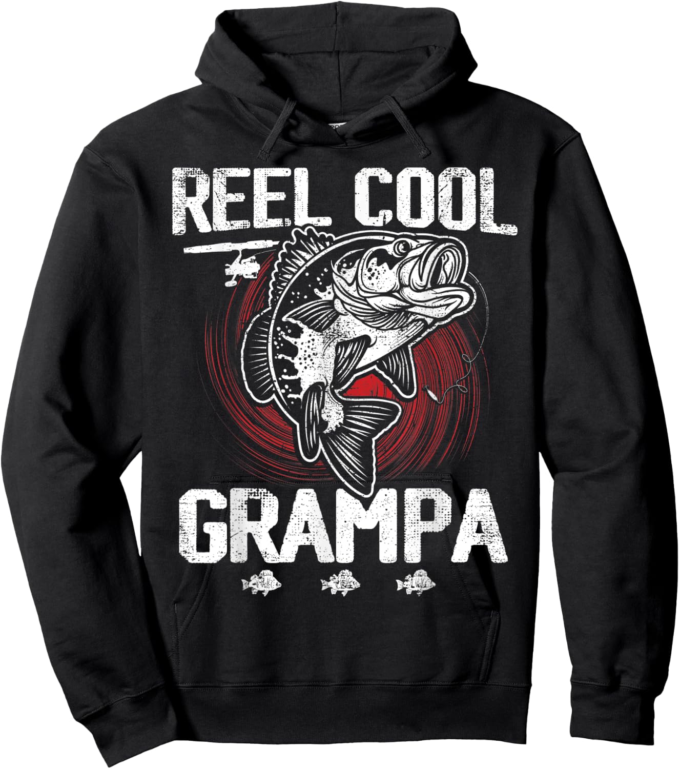 Funny Fathers Day Vintage Fishing Reel Cool Grampa Hoodie - Hoodie | Black