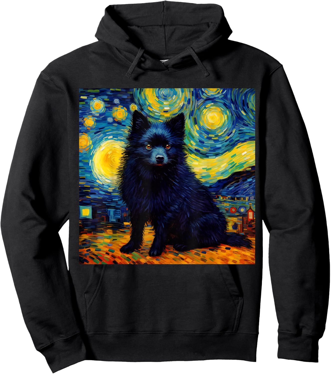 Surreal Starry Night Schipperke Dog Men Women Kids Hoodie - Hoodie | Black