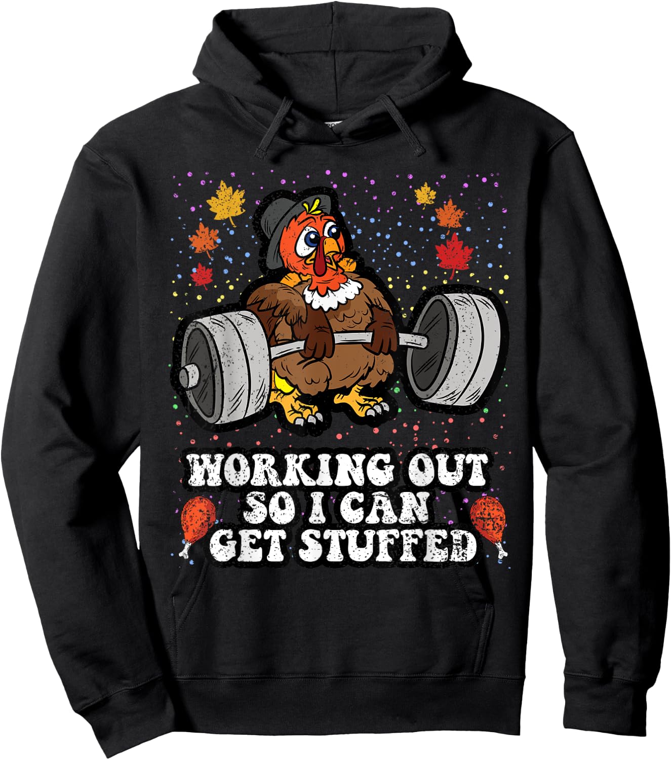 Turkey Lifting Weights Thanksgiving Day Gym Fitness Workout Hoodie - Hoodie | Black